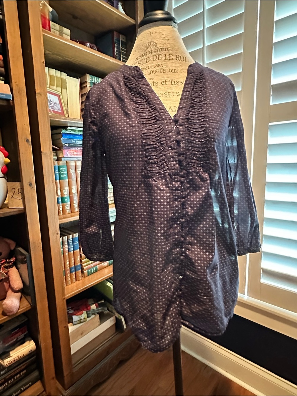 GAP Navy Blue V-Neck Ruffle Front Tunic